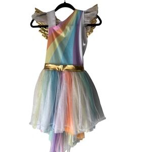 Rainbow Angel Wings Costume Dress Up Birthday Party Girls Kids‎ Size Large